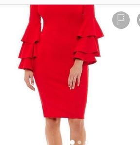 NWOT Rebecca B, off the shoulders ruffle Red dress, size 16.